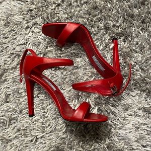 NEVER WORN! Red Leather Ankle Strap Prada Pumps